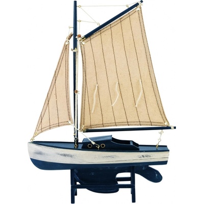 SEA Club Plachetnice, staromodrá, dřevo s látkovými plachtami, d: 25cm, v: 36cm, š: 7cm 5066