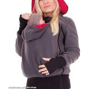 Mikina pro nosící a těhotné ženy šedá s červenou přední nošení