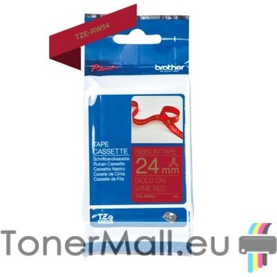 Brother Tape Gold on Wine Red Brother TZE-RW54