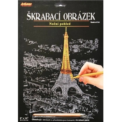 Škrabací obrázek zlatý noční výhled Eiffelka