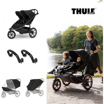 Thule Set 5v1 Urban Glide 3 Double Black 2024 + pláštěnka + ochranná síť + 2x madlo