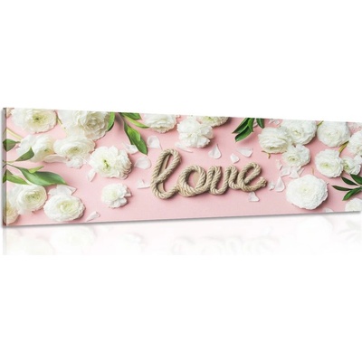 Obraz s nápisem Love v romantickém provedení - 120x40