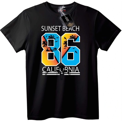 NOONEBRAND Тениска Залез Плаж 86 California - M, Black