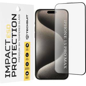 Techsuit Протектор за iPhone 15 Pro Max - ESD Glass - черен