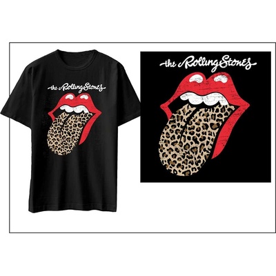 The Rolling Stones tričko Leopard Print Tongue čierne