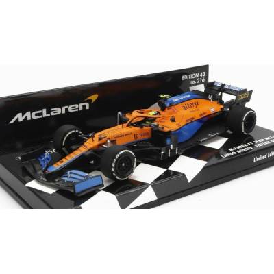 MINICHAMPS McLAREN F1 MCL35L MERCEDES M12 EQ POWER+ TEAM MCLAREN N 4 2nd ITALY GP 2021 LANDO NORRIS - ORANGE LIGHT BLUE 1:43