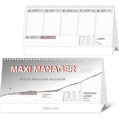 MAXI MANAGER šedý stolní 320x175mm 2027