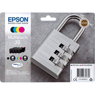 Padlock C13T35864010 глава и патрон за мастиленоструен принтер 1 броя Оригинал Стандартен добив Черен, Синьо-зелен, Пурпурен, Жълт (C13T35864010)