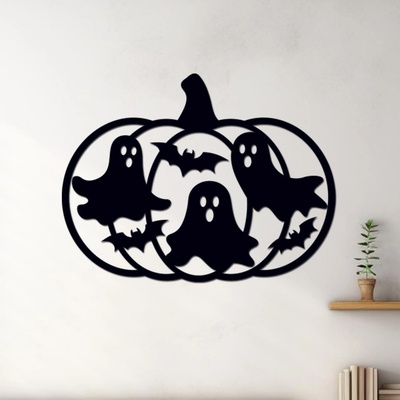 dřevo života Halloweenská dýně - DUCHOVÉ Zvolte rozměr šxv (cm): 16x20, Zvolte barvu dekoru: Černá