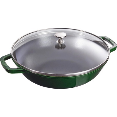 Staub Wok so sklenenou pokrievkou 30 cm bazalkový