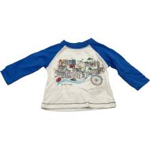 La Compagnie des Petits dětské tričko s dlouhým rukávem,, bílé, modré rukávy, zimní obrázek
