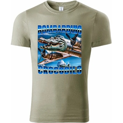 Stymio tričko Italian Brainrot Bombardino Crocodilo svetlá khaki