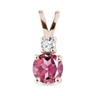 KLENOTA Přívěsek s turmalínem a diamantem v růžovém zlatě P0458104