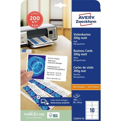 Vizitky Avery Zweckform C32010-10 Vizitkový papír (C32010-10)
