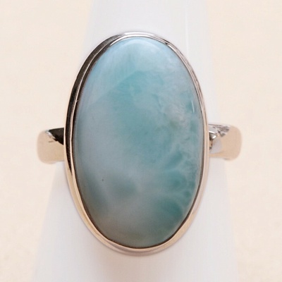 Nefertitis Larimar prsten stříbro LOT396