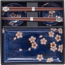 Made In Japan Sushi Set Navy & Pink Sakura Design 6 ks