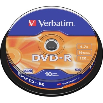 Verbatim Медия Verbatim DVD-R AZO 4.7GB 16X MATT SILVER SURFACE (10 PACK) (43523)