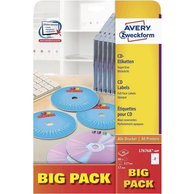 Avery-Zweckform L7676A-40P Štítky CD Ø 117 mm papír bílá 80 ks