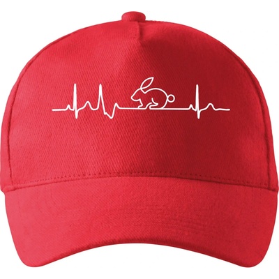 EKG králik so zahnutým šiltom a látkovou sponou Červená