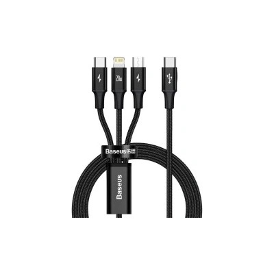 Baseus CAMLT-SC01 Rapid Series 3v1 USB-C (Micro USB/Lightning/USB-C) PD 20W, 1,5m, černý