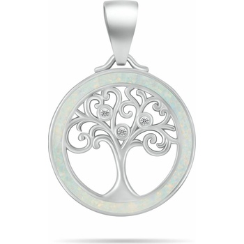 Brilio Silver Strieborný prívesok Strom života so zirkónmi a bielym opálom PT137W