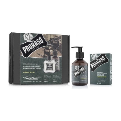 Proraso Cypress & Vetyver šampón na fúzy 200 ml + balzam na fúzy 100 ml darčeková sada
