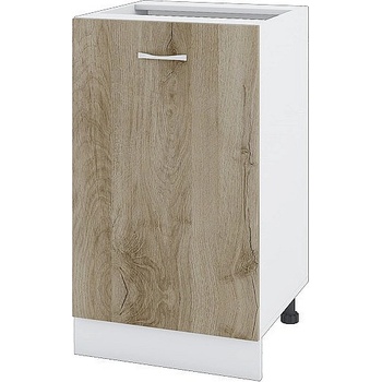 ИРИМ Долен шкаф с една врата и рафт Сити БДА-43 бяло гладко / дъб сонома арвен 50 см