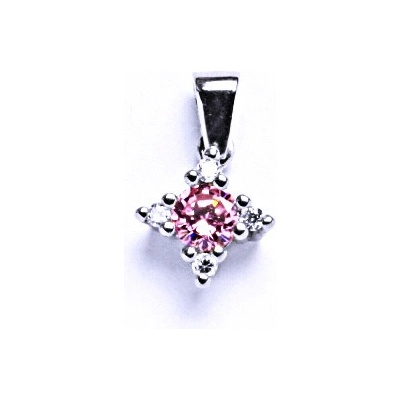 Čištín Stříbrné přívěsky se zirkony VP118 BZ+střed pink