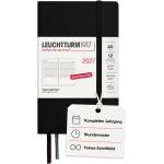 Leuchtturm1917 Daily Calendar 2027 Pocket (A6) - German, black, 90 x 150 mm, January-December (12 months), 1 page per day, hourly grid 7: 00-22: 00, hardcover, 80 g/m2 paper - 400164 (400164)