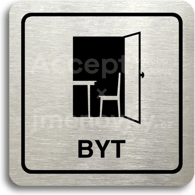 ACCEPT Piktogram byt - stříbrná tabulka - černý tisk