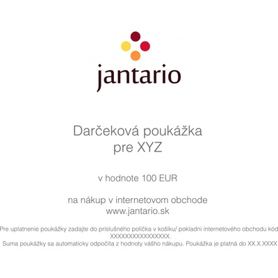 jantario Darčeková poukážka v hodnote 100 eur