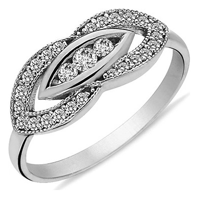 Lillian Vassago Zářivý prsten se zirkony v bílém zlatě LLV98 GR061W