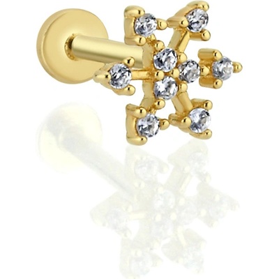 Lillian Vassago Zlatý piercing labreta vločka se zirkony LLV92-GPI110LB
