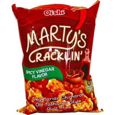Oishi Chipsy s příchutí pikantního octa, Marty's Cracklin' 90 g