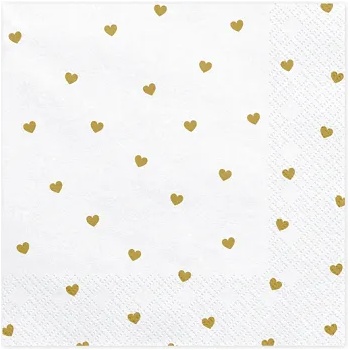 PartyDeco Салфетки - златни сърца 33 х 33 см