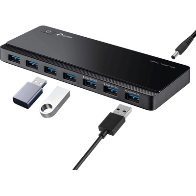 TP-Link UH700 USB 3.0 hub with power supply, 7-port USB distributor & splitter, ideal USB adapter multiple times for Windows, Mac, Chrome & Linux OS, with power supply & ON/OFF switch - TL-UH700