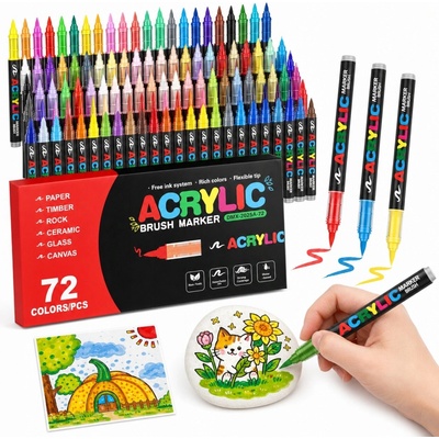 žiadna značka Akrylové Popisovače 72 ks Fixky na textil, kamene, sklo, drevo