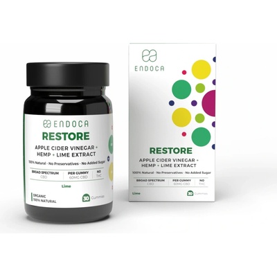 Endoca CBD gumené cukríky Restore 40 mg CBD príchuť limetky 30 ks 60 g