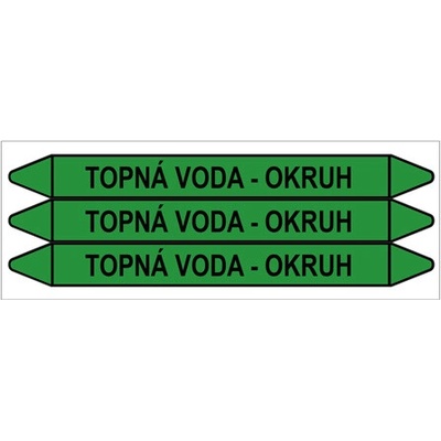 Značení potrubí, topná voda - okruh,3 ks, 355 × 37 mm PZ 008935