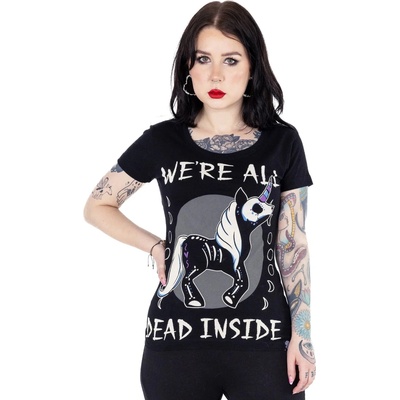 Cupcake cult тениска cupcake cult - dead inside unicorn - черно - poi1387