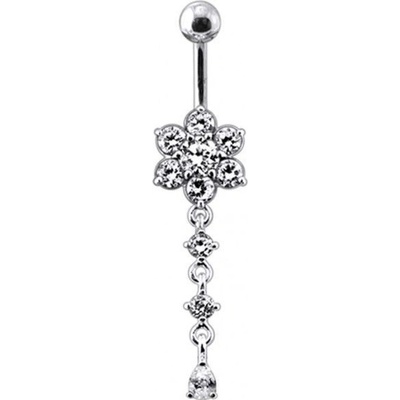 Šperky4U stříbrný piercing do pupíku kytička BP01290-C
