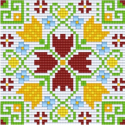 Bright Toys Мозайка с пиксели Bright Toys - Българска шевица, 48 x 48 пиксела, Елбетица (BE48001)