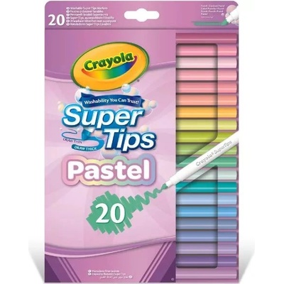 Crayola Crayola: Комплект маркери SuperTips, миещи се пастелни цветове - 20 броя (58-7517)