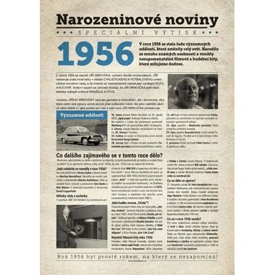 Narozeninové noviny 1956 s vlastní fotografií a textem S fotografií a textem