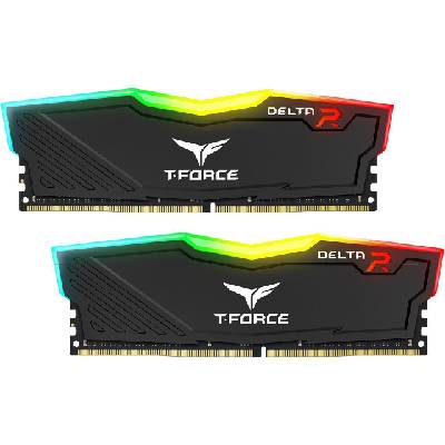 Памет Team Group T-Force Delta RGB Black DDR4 - 16GB (2x8GB) 3200MHz CL16-18-18-38 1.35V (TEAM-RAM-4-BLK-8Gx2-3200)