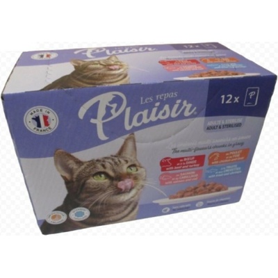 Plaisir Cat hovězí kuřecí losos pstruh 12 x 100 g