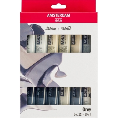 Amsterdam General sada akrylových barev greys 12 ks 20 ml