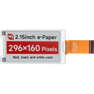 Waveshare 2,15-palcový displej E-Paper (B), E-Ink displej, 296 x 160, červená/čierna/biela,bez riadiacej dosky