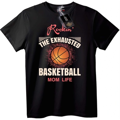 NOONEBRAND Тениска Живея Изтощителния Живот на Баскетболна Майка - 7XL, Black