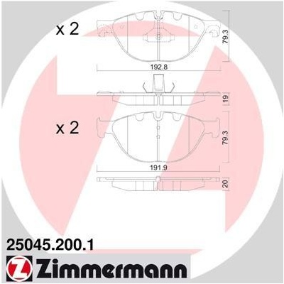 Sada brzdových platničiek kotúčovej brzdy ZIMMERMANN 25045.200.1